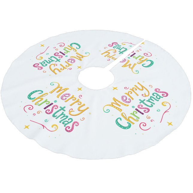 Bright and cool Merry Christmas Brushed Polyester Tree Skirt (Angled)