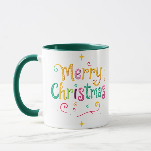 Bright and cool Merry Christmas Mug (Left)