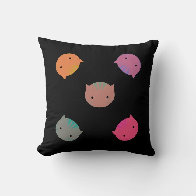 Bright and Cute Cat Faces Kids Pillow (Front)