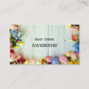 Bright and cute design with colorful flowers business card