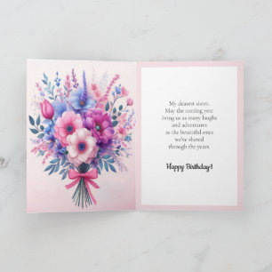 Bright and Cute Pink Purple Blue Flowers  Card