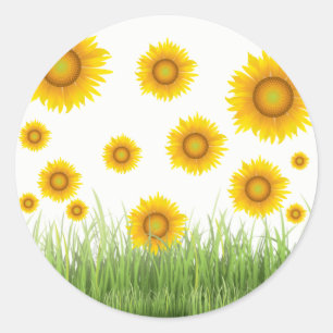 Bright and Elegant Sunflower Graphic Design Classic Round Sticker