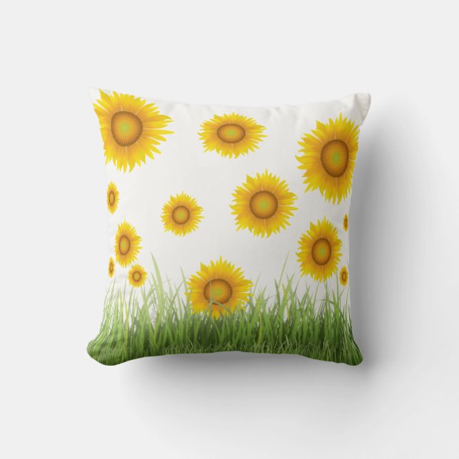 Bright and Elegant Sunflower Graphic Design Cushion (Front)