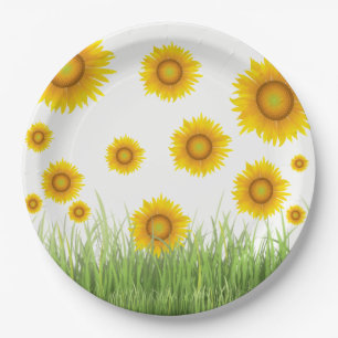 Bright and Elegant Sunflower Graphic Design Paper Plate