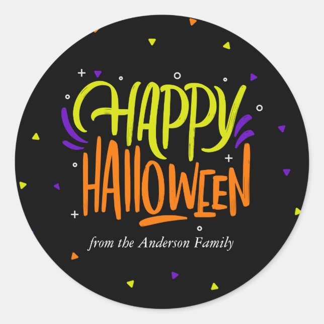 Bright and Festive Halloween Classic Round Sticker (Front)
