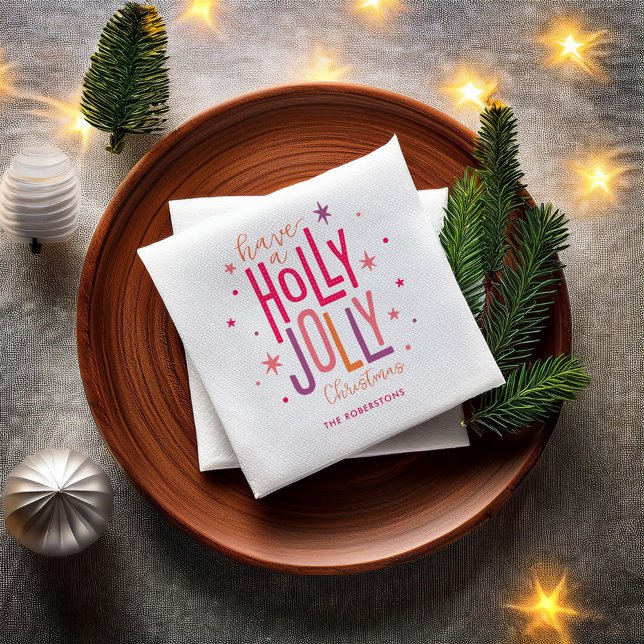 Bright and Festive "Holly Jolly" Christmas Napkin (Creator Uploaded)