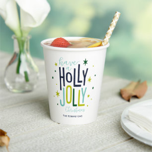 Bright and Festive "Holly Jolly" Christmas Paper Cups