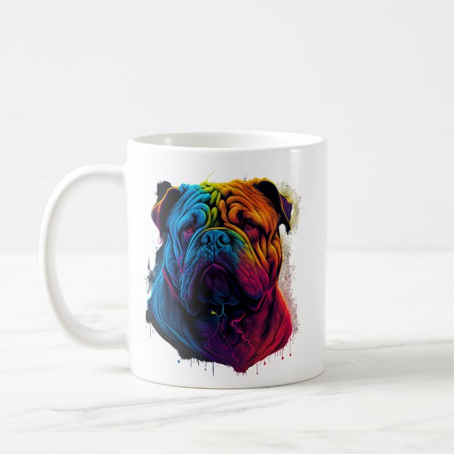 Bright and Fluffy Chinese Shar Pei dog, Shar-Pei Coffee Mug (Left)