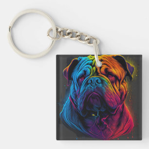 Bright and Fluffy Chinese Shar Pei dog, Shar-Pei Key Ring