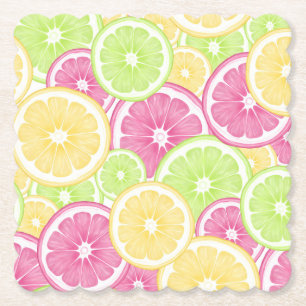 Bright and Fun Citrus Pop Summer Paper Coaster