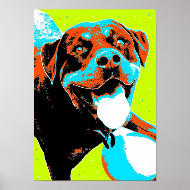 Bright and Fun Rottweiler Portrait Poster (Front)