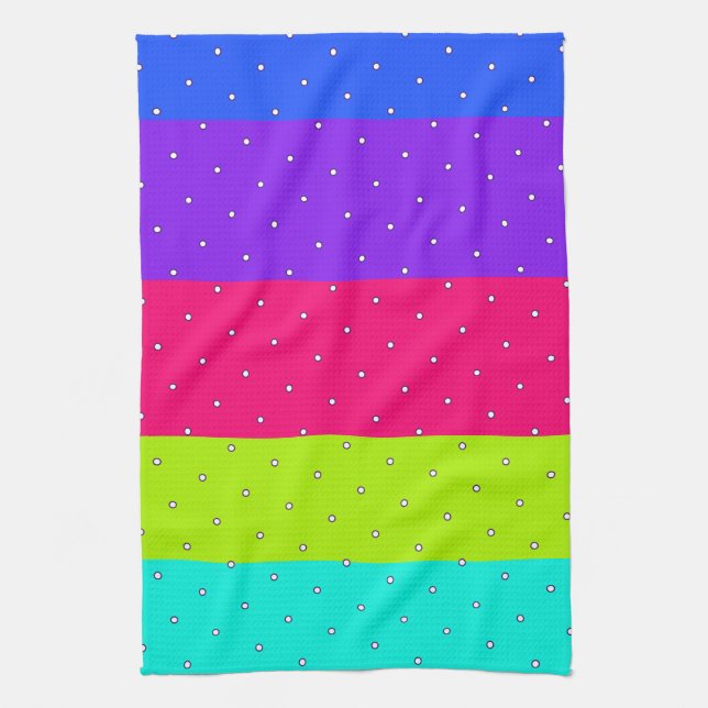 Bright and Fun Stripe and Polka-Dots Tea Towel (Vertical)