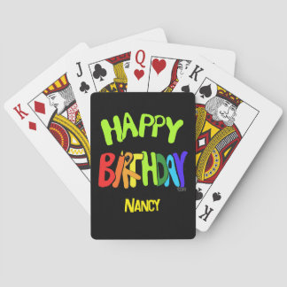Bright and Happy Birthday Custom Name Playing Cards