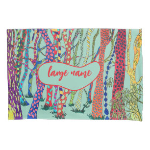 bright and happy crazy forest watercolor fleece pillowcase