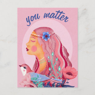 Bright and Happy European Folk Art Woman Postcard