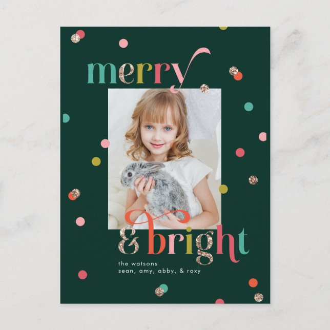 Bright and Merry Holiday Photo Card Postcard (Front)