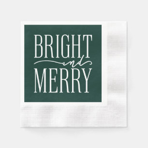Bright and Merry Modern Festive Green Holiday Napkin