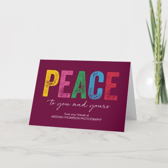 Bright and Peaceful Business Holiday Greeting Card (Front)