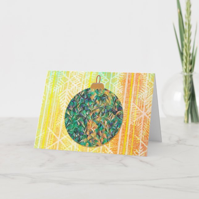 Bright and Retro Christmas Holiday Ornament Art Card (Front)