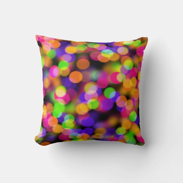 Bright and Sparkling Lights Bokeh Background Cushion (Front)
