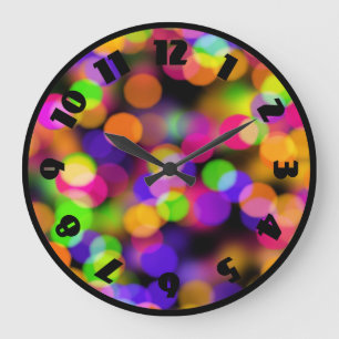 Bright and Sparkling Lights Bokeh Background Large Clock