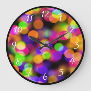 Bright and Sparkling Lights Bokeh Background Large Clock