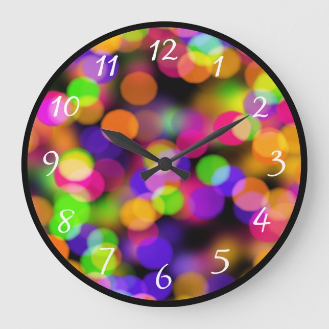 Bright and Sparkling Lights Bokeh Background Large Clock (Front)