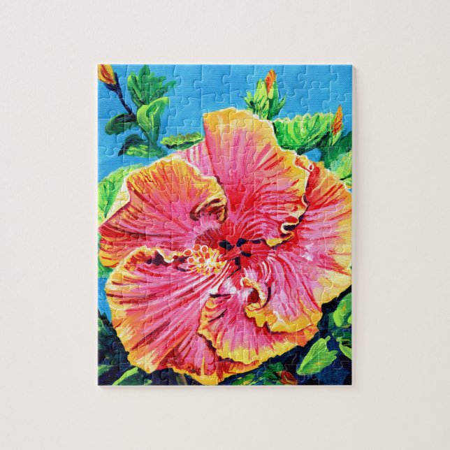 Bright and Sunny Pink Hibiscus Puzzles (Vertical)