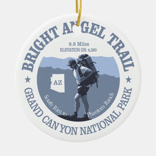 Bright Angel Trail (rd) Ceramic Tree Decoration (Front)