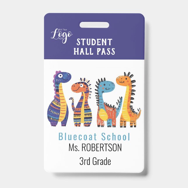 Bright animals  teacher or student pass ID badge (Front)