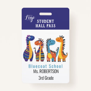 Bright animals  teacher or student pass ID badge