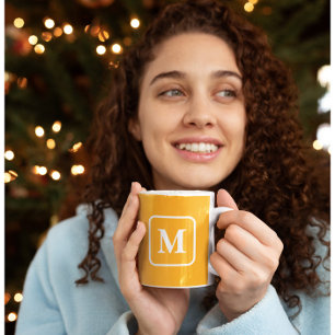 Bright Apricot  - Monogram Coffee Mug