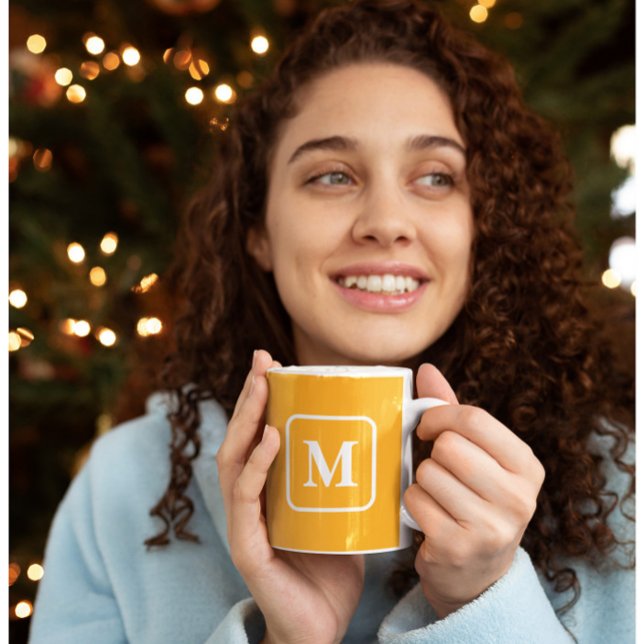 Bright Apricot  - Monogram Coffee Mug (Mockup 1)