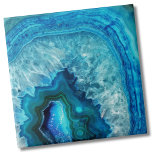 Bright Aqua Blue Turquoise Geode Mineral Stone Ceramic Tile<br><div class="desc">Stones, crystals and minerals are a timeless trendy style. This print features and up close image of a vibrant blue geode stone, complete with little crystals in the agate pocket. An overall bright turquoise or aqua blue colouring with unique lines and banding. A playful but modern and stylish look. Bright...</div>