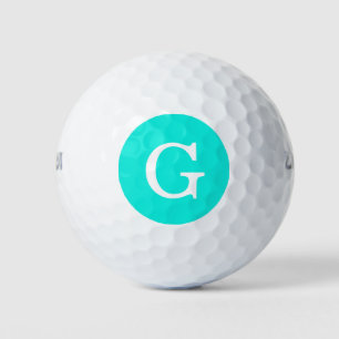 Bright Aqua Initial Monogram Golf Balls