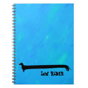 Bright aqua Low Rider Dachshund Notebook