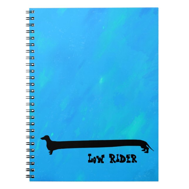Bright aqua Low Rider Dachshund Notebook (Front)