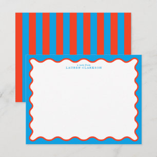 Bright Aqua & Tangerine Wavy Note Card