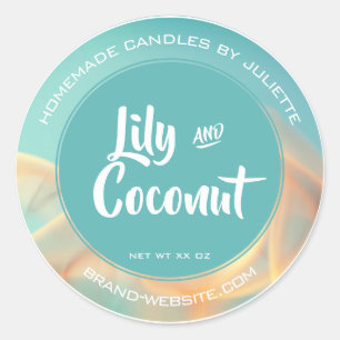 Bright Aqua Teal Smoke Background Candle Packaging Classic Round Sticker
