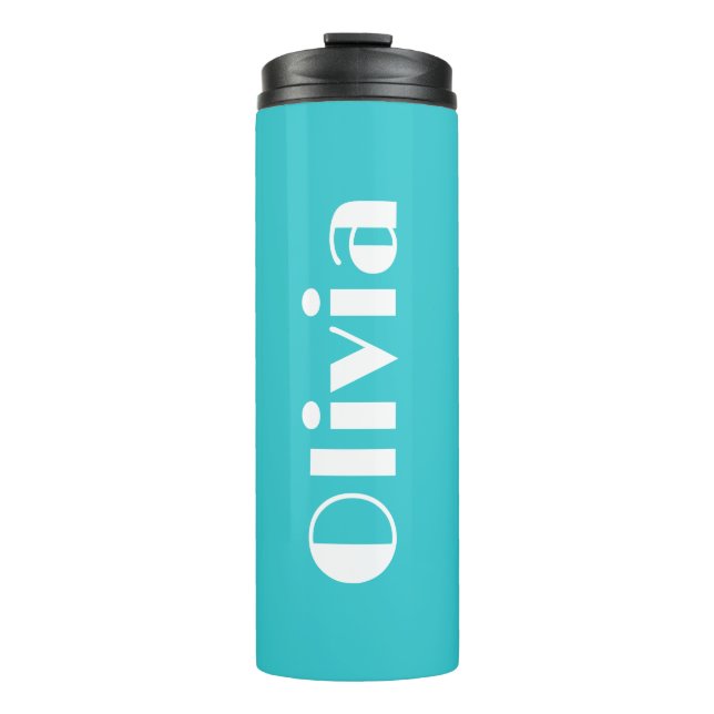 Bright Aqua Tumbler With Name | Editable (Front)