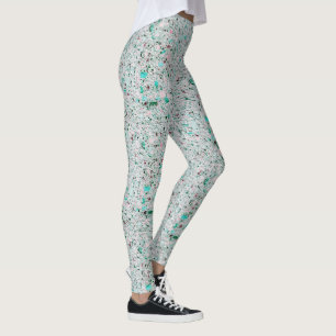 Bright Aquamarine, Blue Green Gravel Texture Leggings