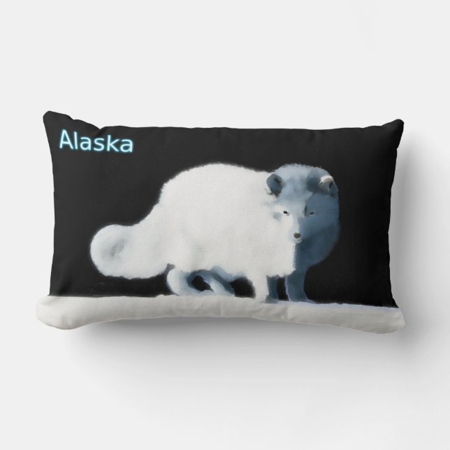 Bright Arctic Fox Lumbar Cushion (Front)