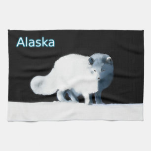 Bright Arctic Fox Tea Towel
