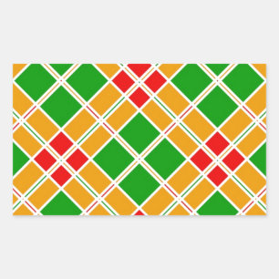 Bright Argyl red  green yellow pattern accessory Rectangular Sticker