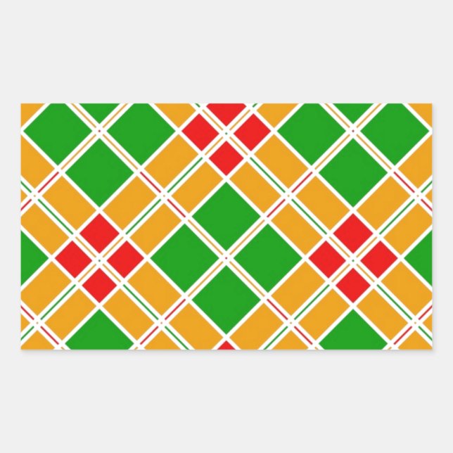 Bright Argyl red  green yellow pattern accessory Rectangular Sticker (Front)