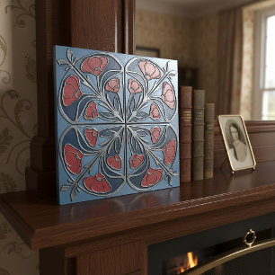 Bright Art Nouveau Floral Medallion#13 ID1193 Ceramic Tile