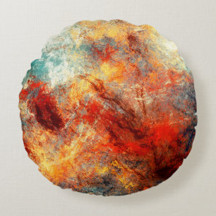 Bright artistic splashes. Abstract painting colour Round Cushion