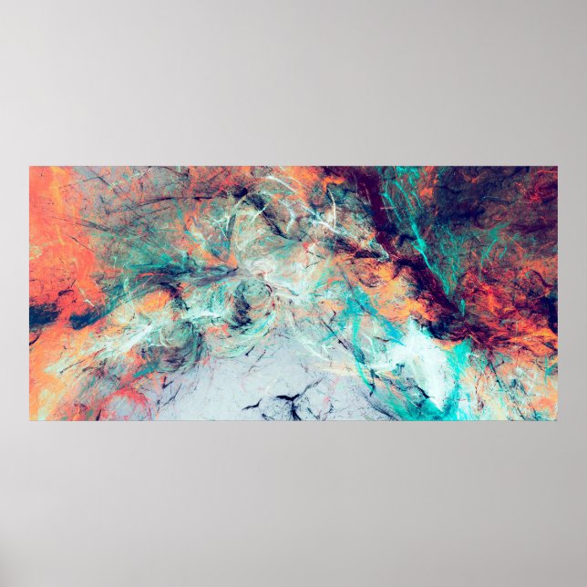 Bright artistic splashes. Abstract painting trendy Poster (Front)