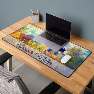 bright artists garden personalised desk mat