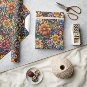 Bright Autumn Blooms Wrapping Paper